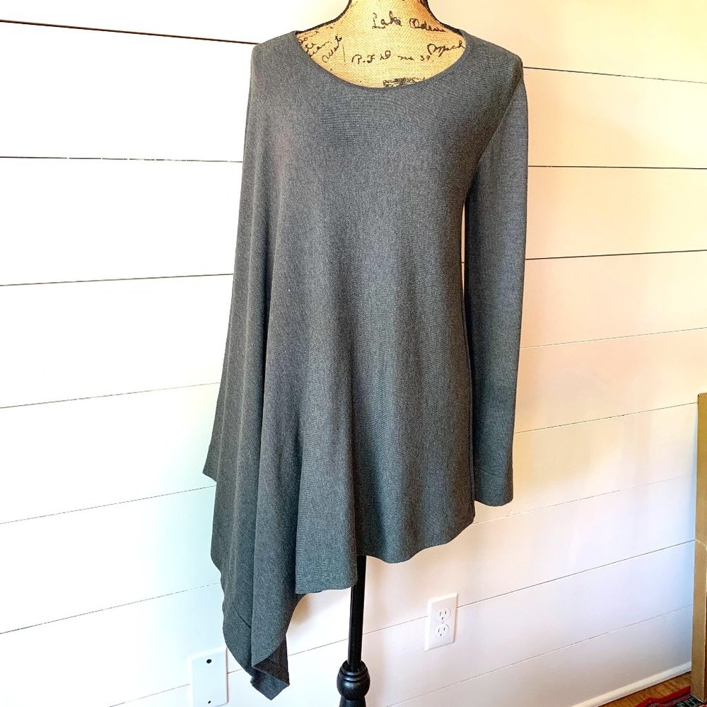 Philosophy One Arm Sweater Gray Poncho Sz L